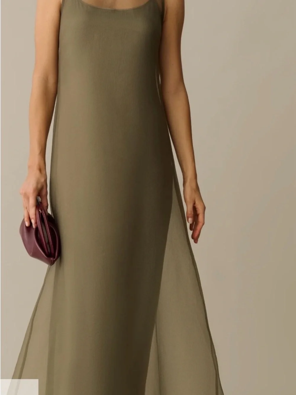 Minimal Olive Green Maxi Slip Dress